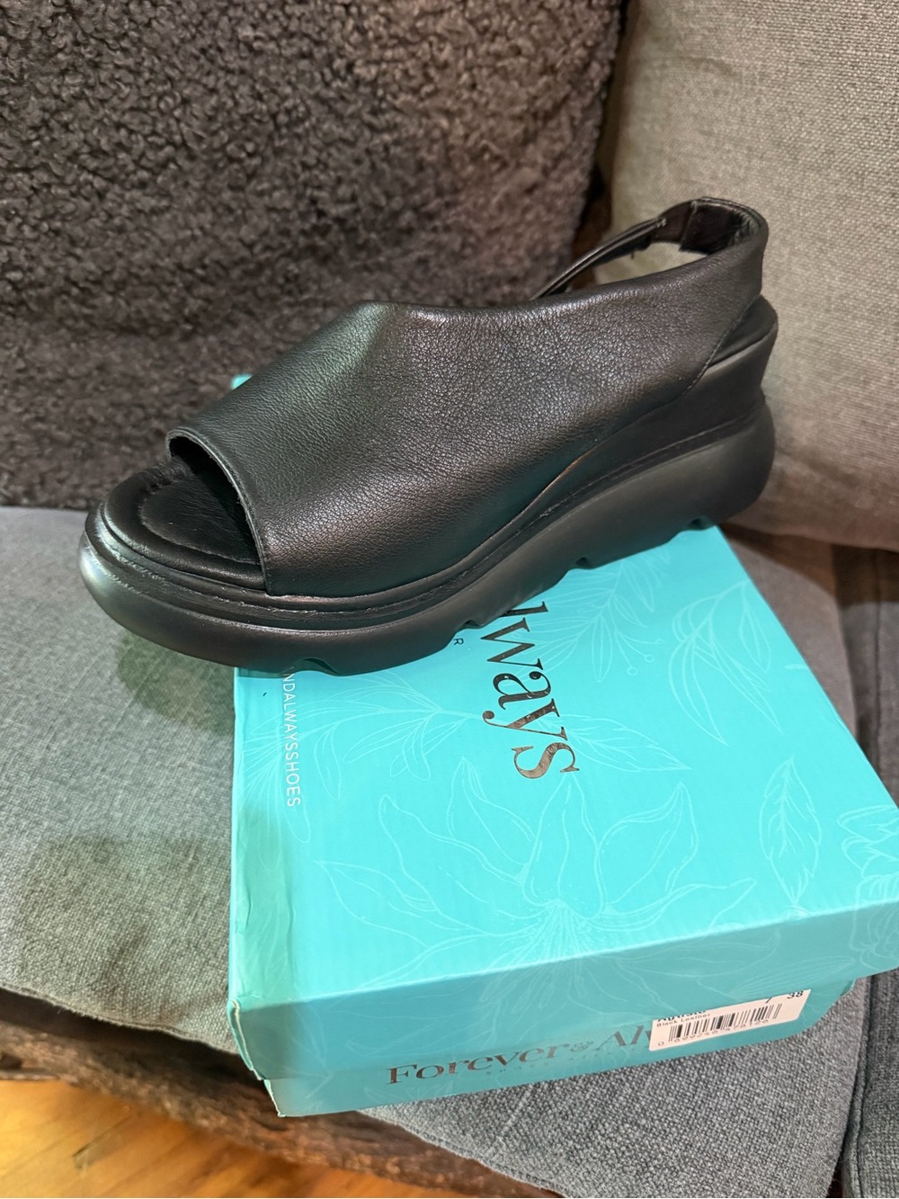 Always Black Open-Toe Slingback Platform Mule